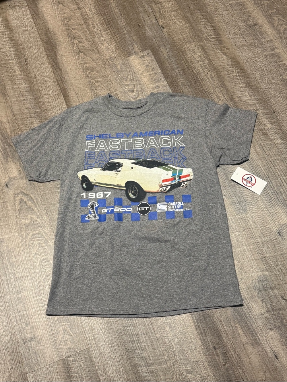 Gray Short Sleeve 1967  Shelby GT 500
Fastback Graphic Tee Large